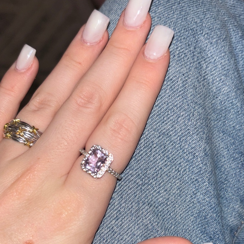 Elegant Silver and Pink Gemstone Ring